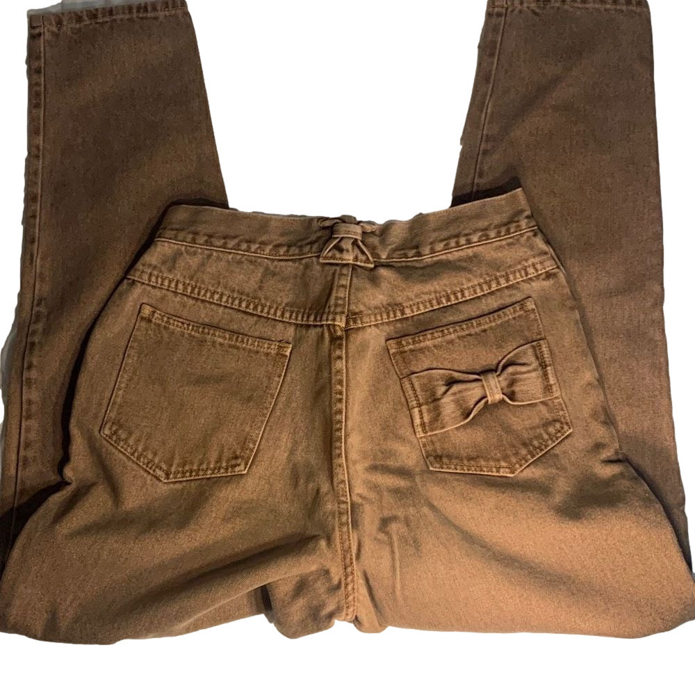 Y2K International Brown Jeans Waist 24 By 28 inseam Bow tie back pocket design